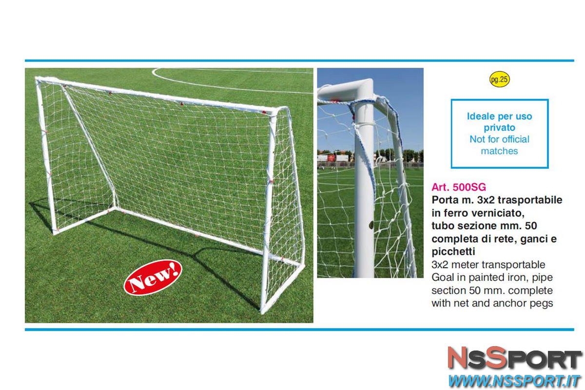 Porta calcio a 5, calcetto 3x2 trasportabile
