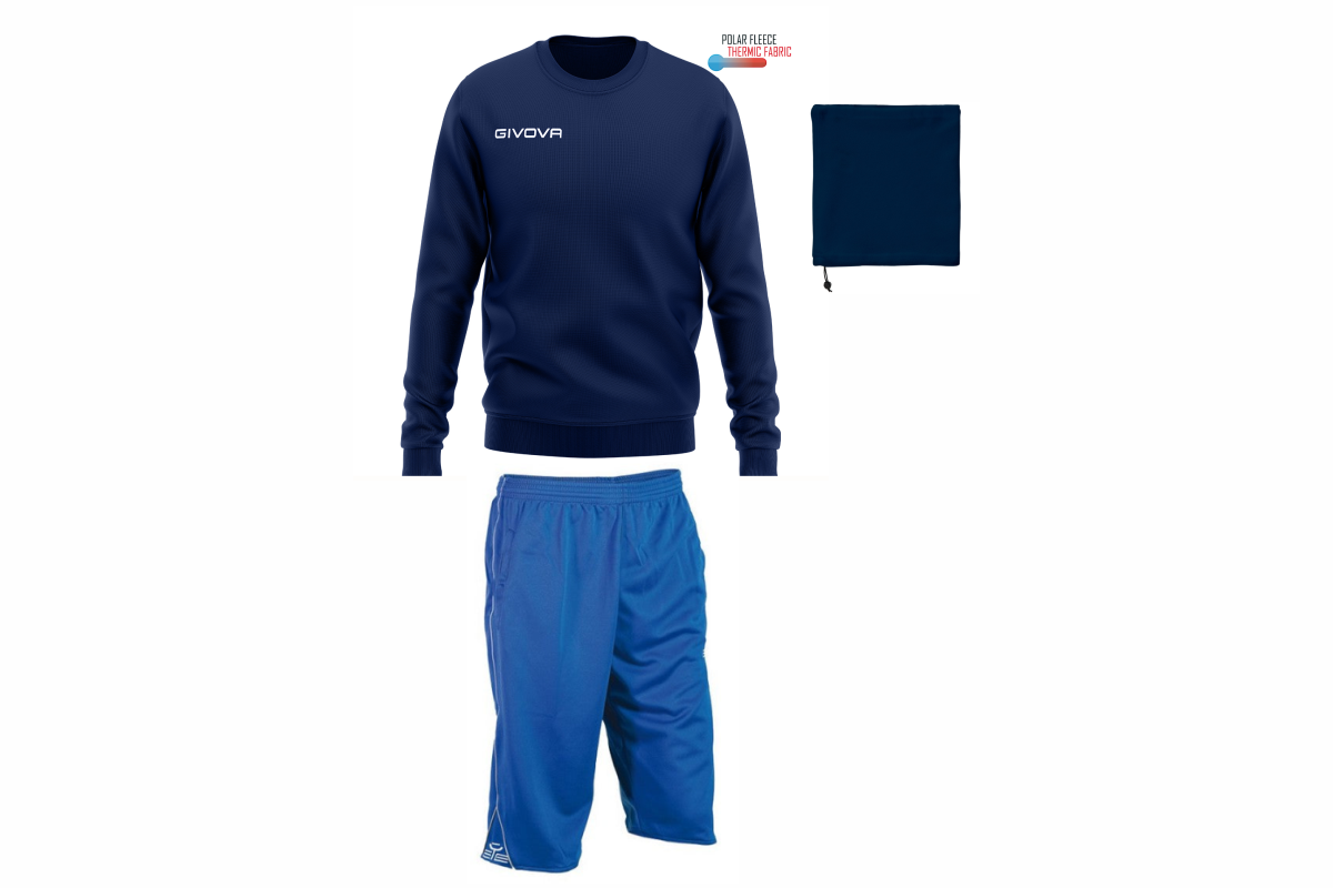 Stock - Felpa Givova one + panta 3/4 allenamento invernale + scaldacollo