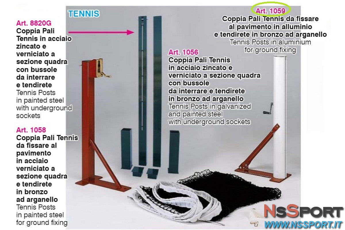COPPIA PALI TENNIS  in alluminio da fissare al pavimento - [product_vendor] - NsSport