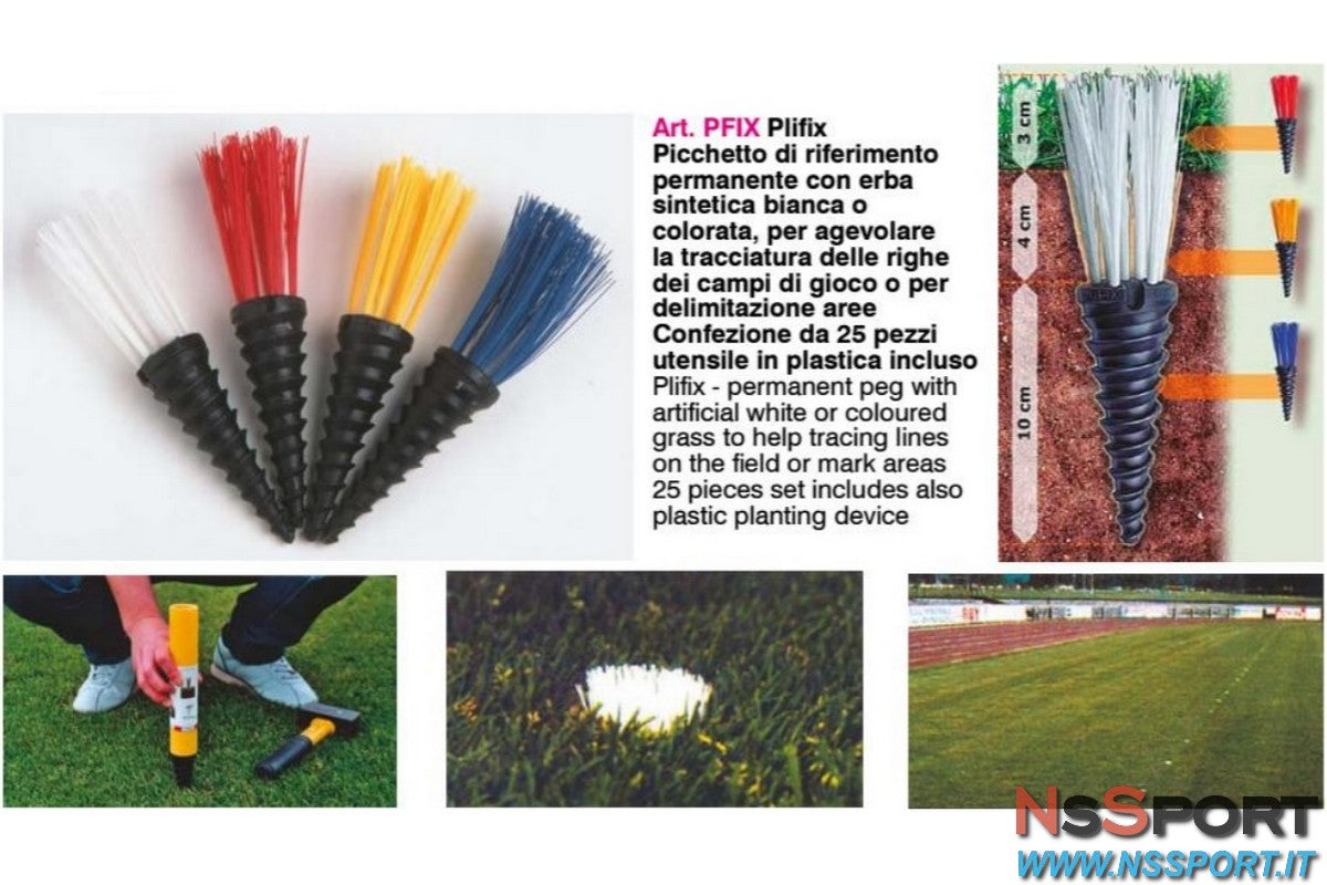 KIT 25 PLIFIX -  picchetti in erba sintetica per riferimento tracciatura linee calcio - [product_vendor] - NsSport